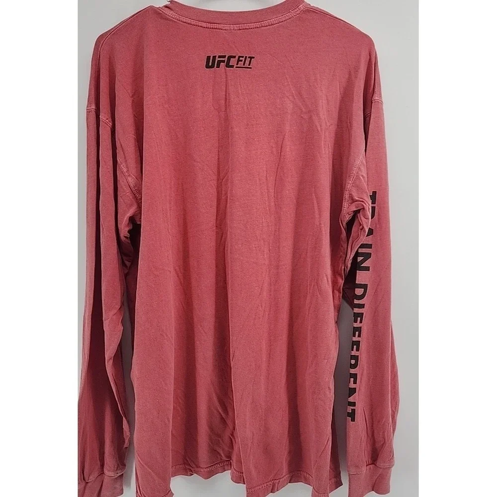 UFC Fit Mens Large Long Sleeve Graphic T-Shirt Red Train Different Cotton LG - Picture 5 of 7